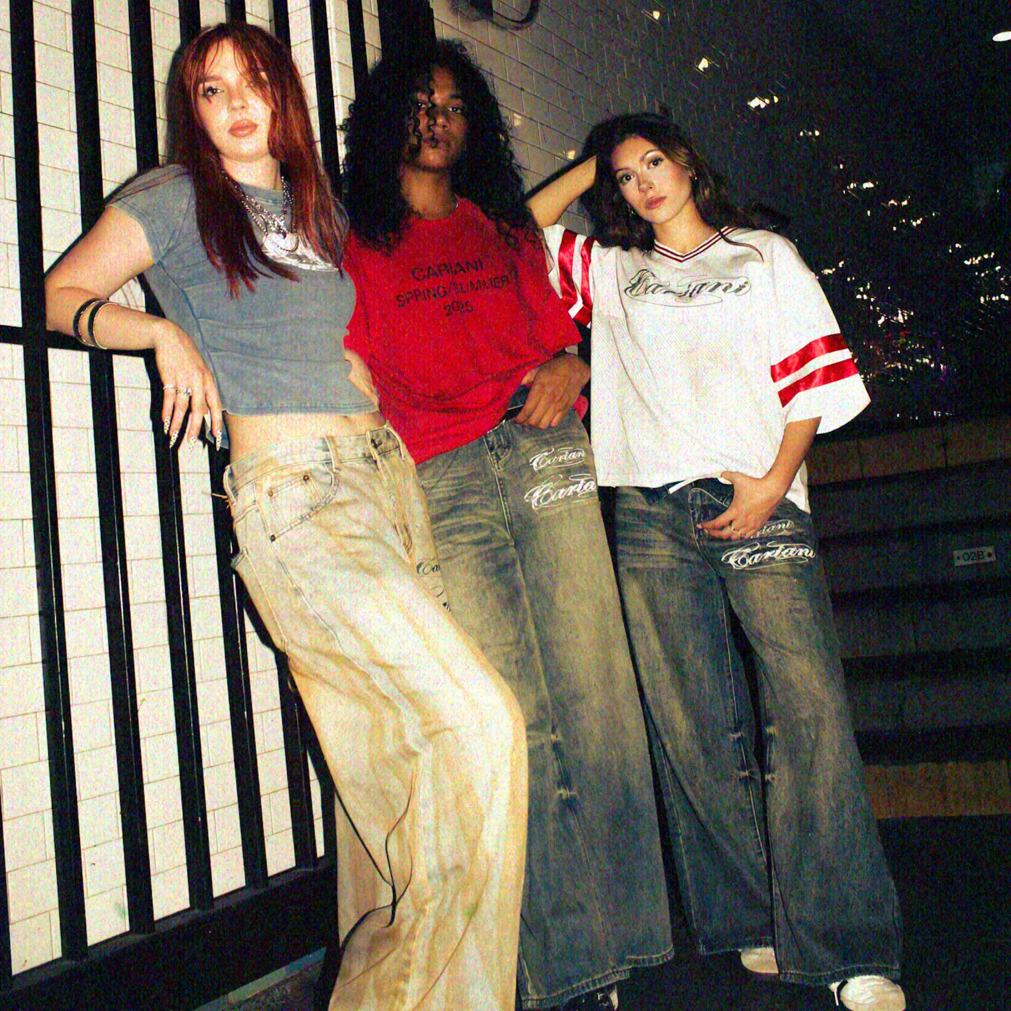 CARIANI® Wide Leg Distressed Denim Jeans
