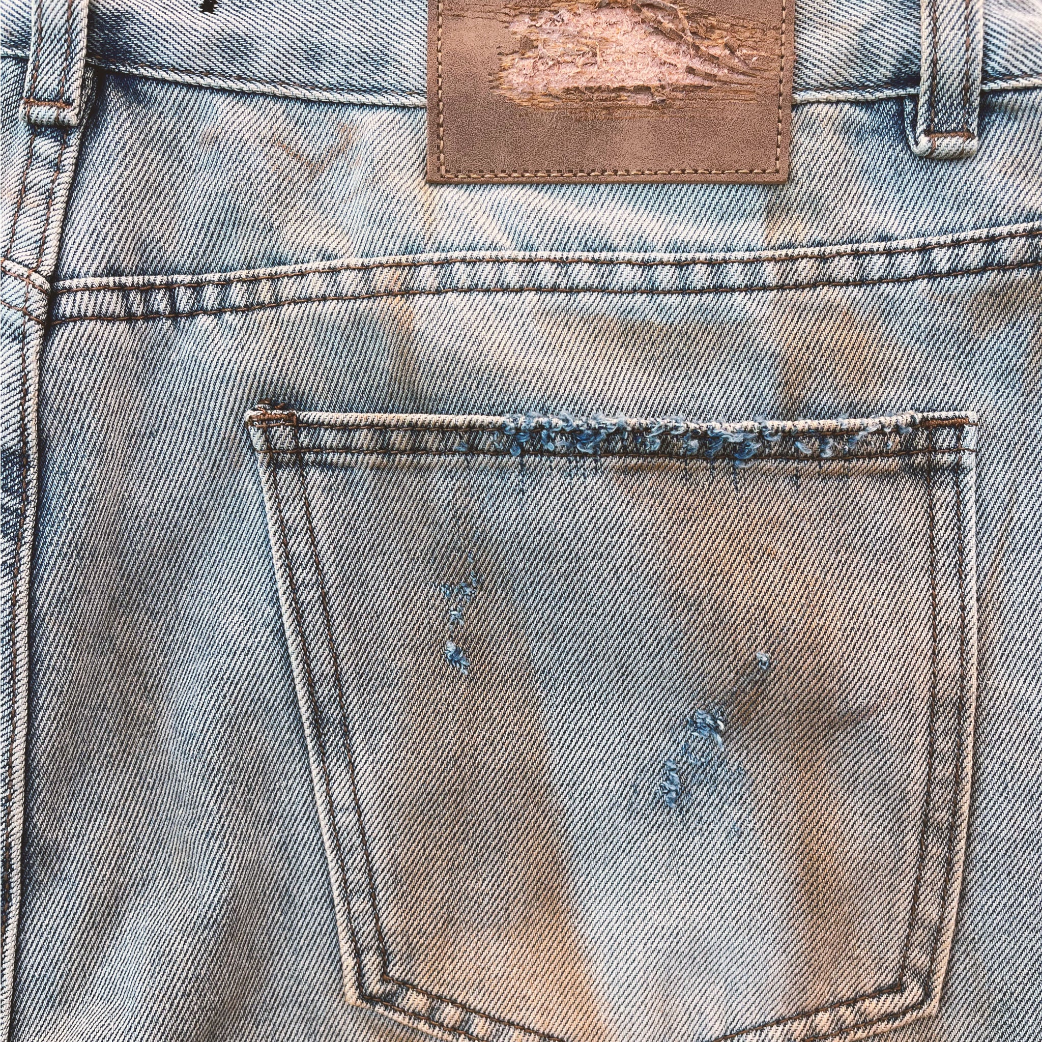CARIANI® Wide Leg Distressed Denim Jeans