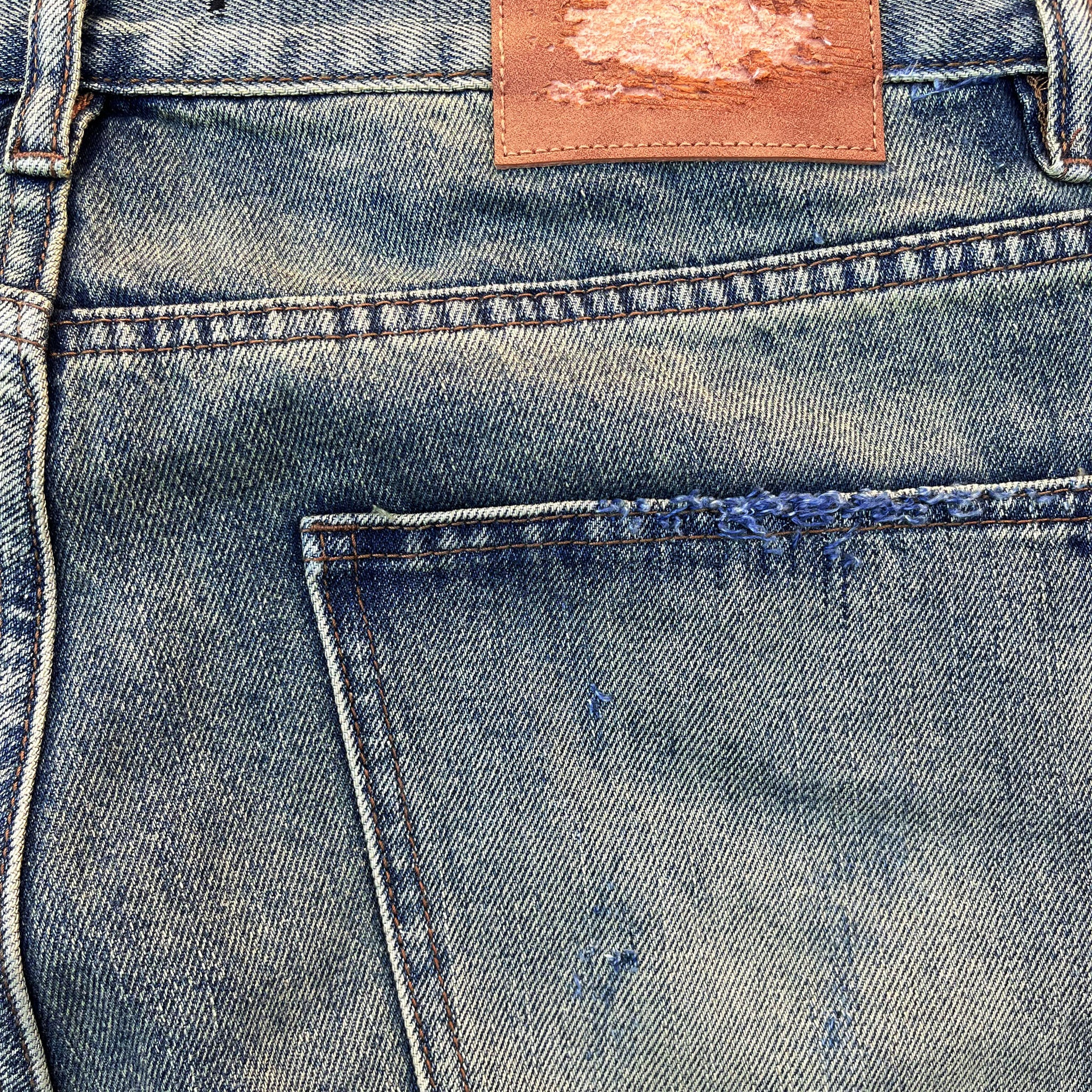CARIANI® Wide Leg Distressed Denim Jeans